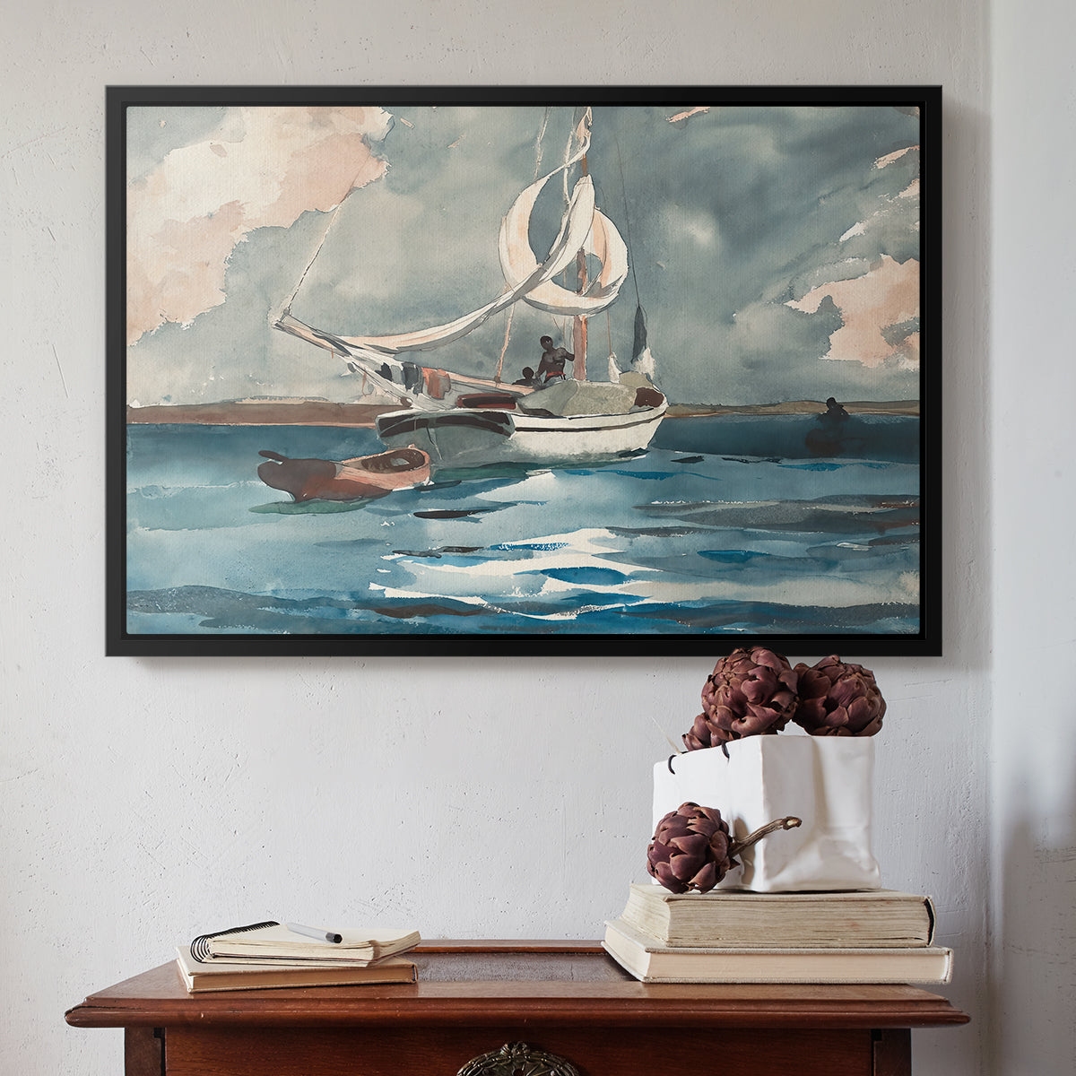 Sloop, Nassau, 1899 - Floater Framed Canvas Print