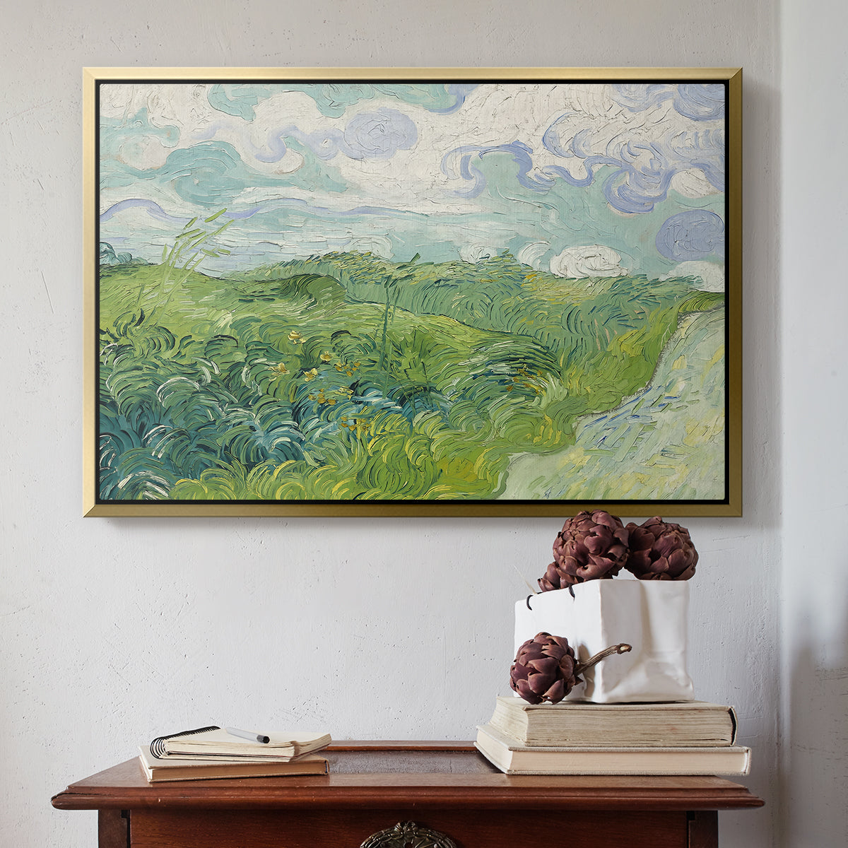 Green Wheat Field, Auvers, 1890 - Floater Framed Canvas Print