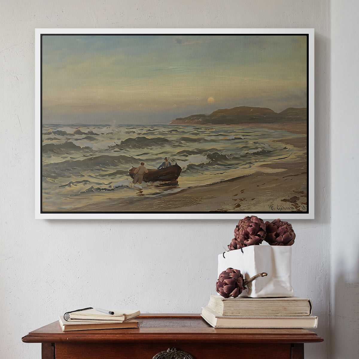 Storm at Rügen, 1882 - Floater Framed Canvas Print