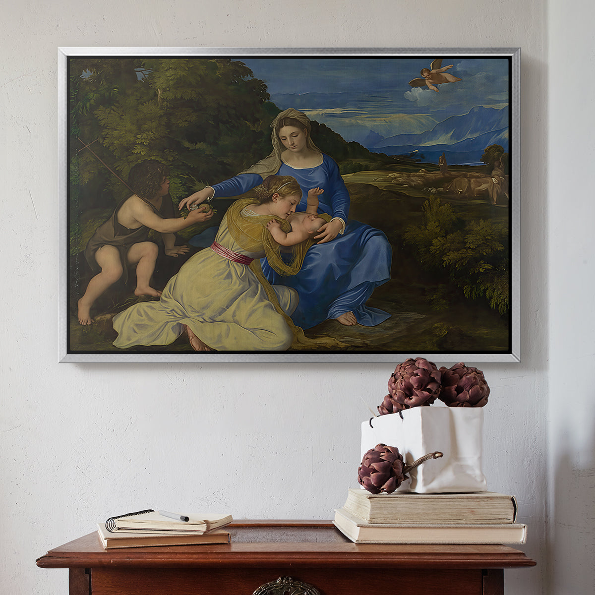 The Aldobrandini Madonna, 1532 - Floater Framed Canvas Print