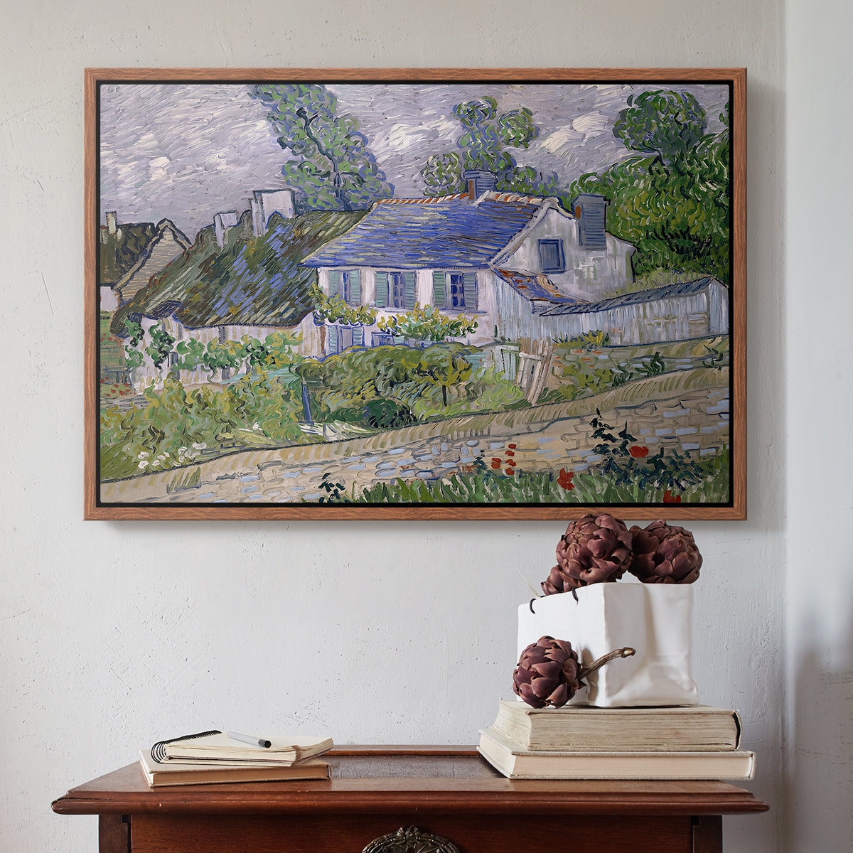 Houses in Auvers, 1890 - Floater Framed Canvas Print