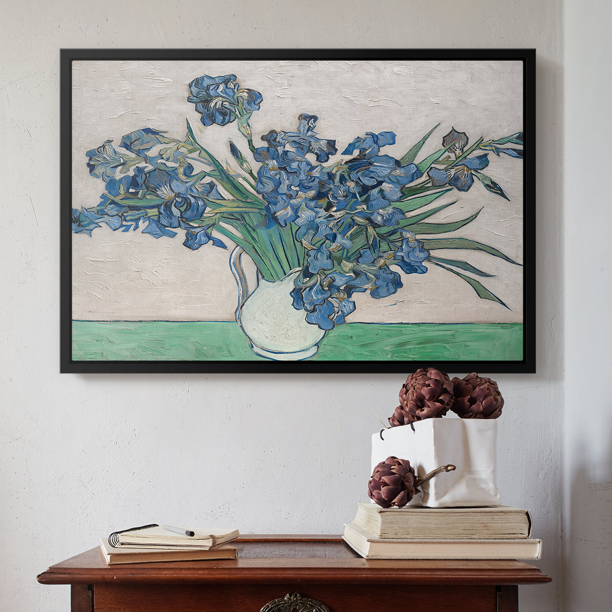 Irises, 1890 - Floater Framed Canvas Print