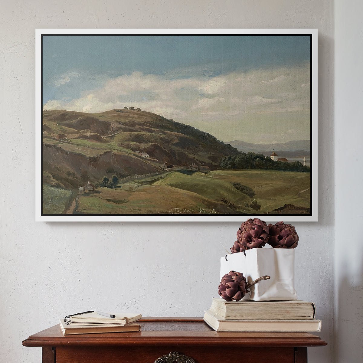 Ekeberg and Oslo Church, 1852 - Floater Framed Canvas Print