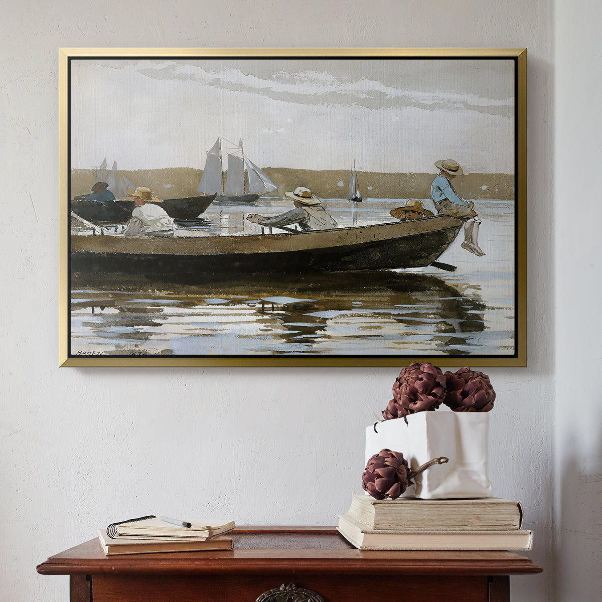 Boys in a Dory, 1873 - Floater Framed Canvas Print