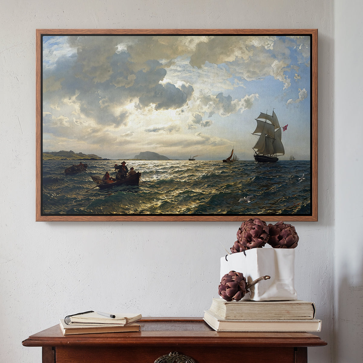 Fresh Breeze on the Norwegian Coast, 1876 - Floater Framed Canvas Print