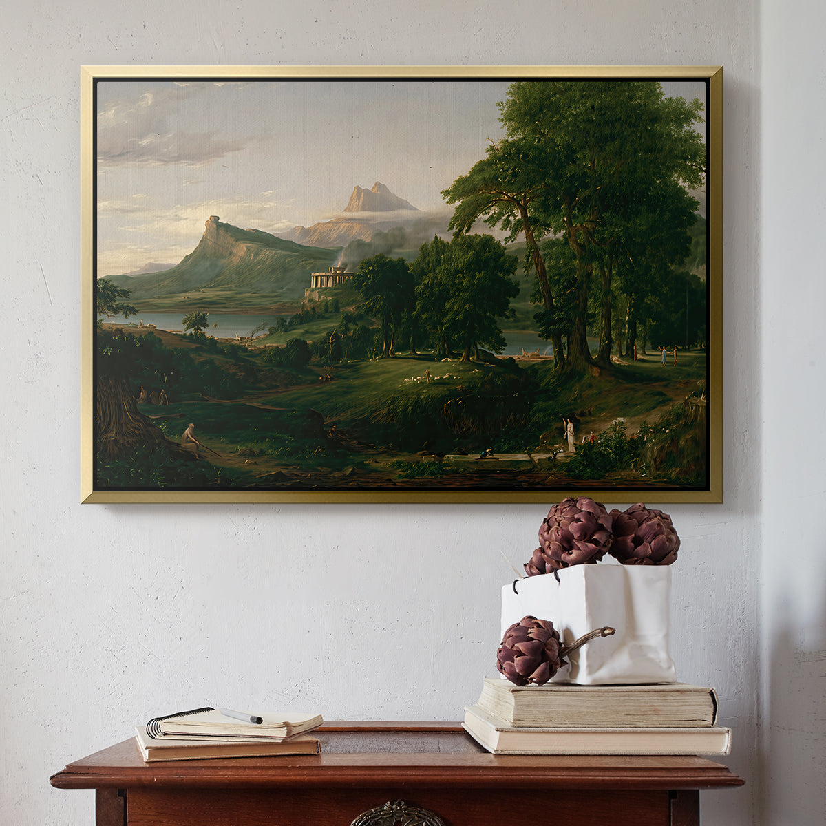 The Course of Empire: The Arcadian or Pastoral State, 1834 - Floater Framed Canvas Print