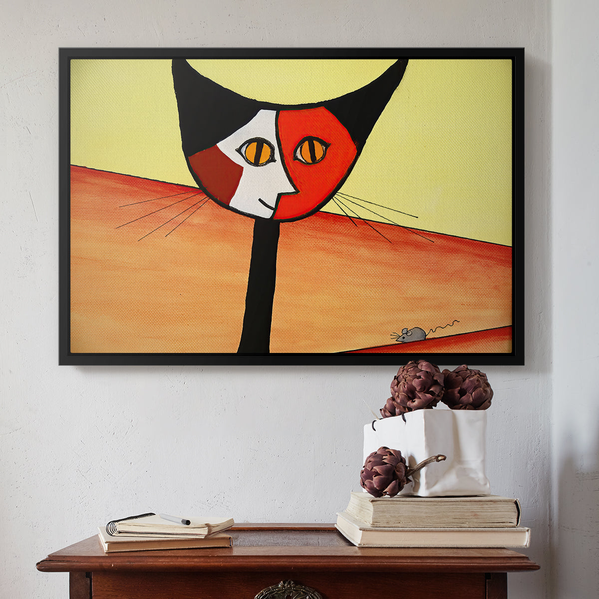 Picasso's Cat–El Gato - Floater Framed Canvas Print
