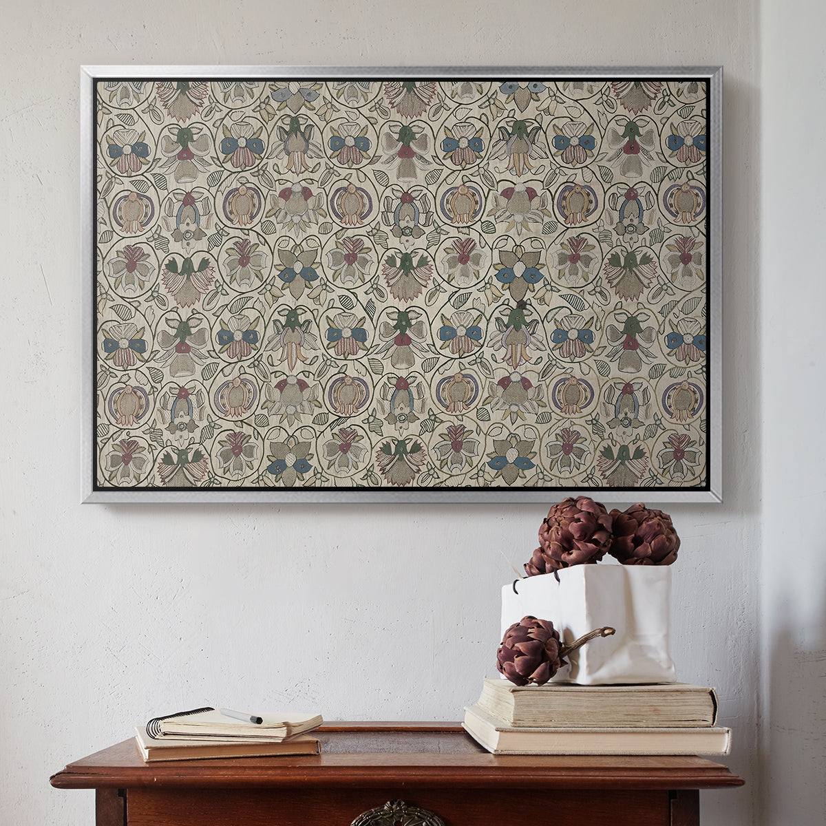 Long Cushion Cover (Printed Textile), c. 1600 - Floater Framed Canvas Print