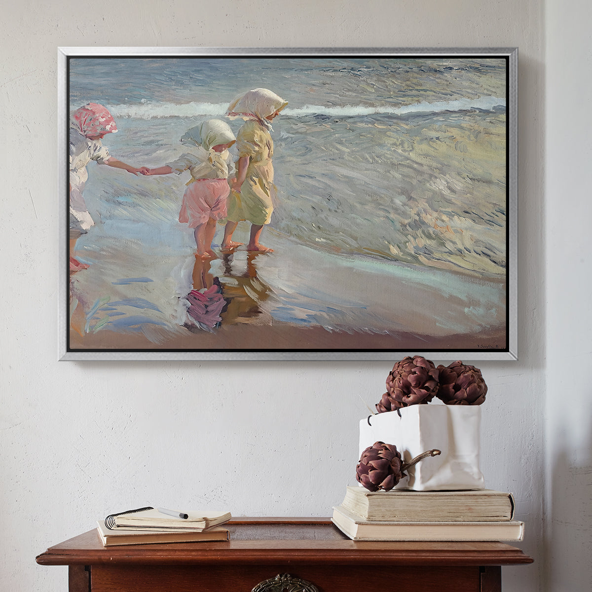 The Three Sisters on the Beach, 1908 - Floater Framed Canvas Print