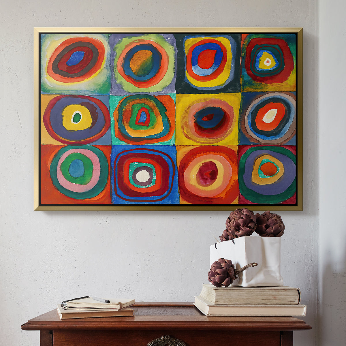 Color Study: Squares with Concentric Circles, 1913 - Floater Framed Canvas Print