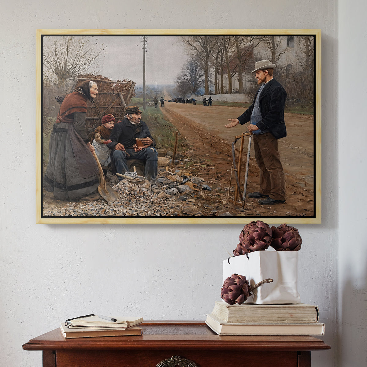 People by a Road, 1893 - Floater Framed Canvas Print