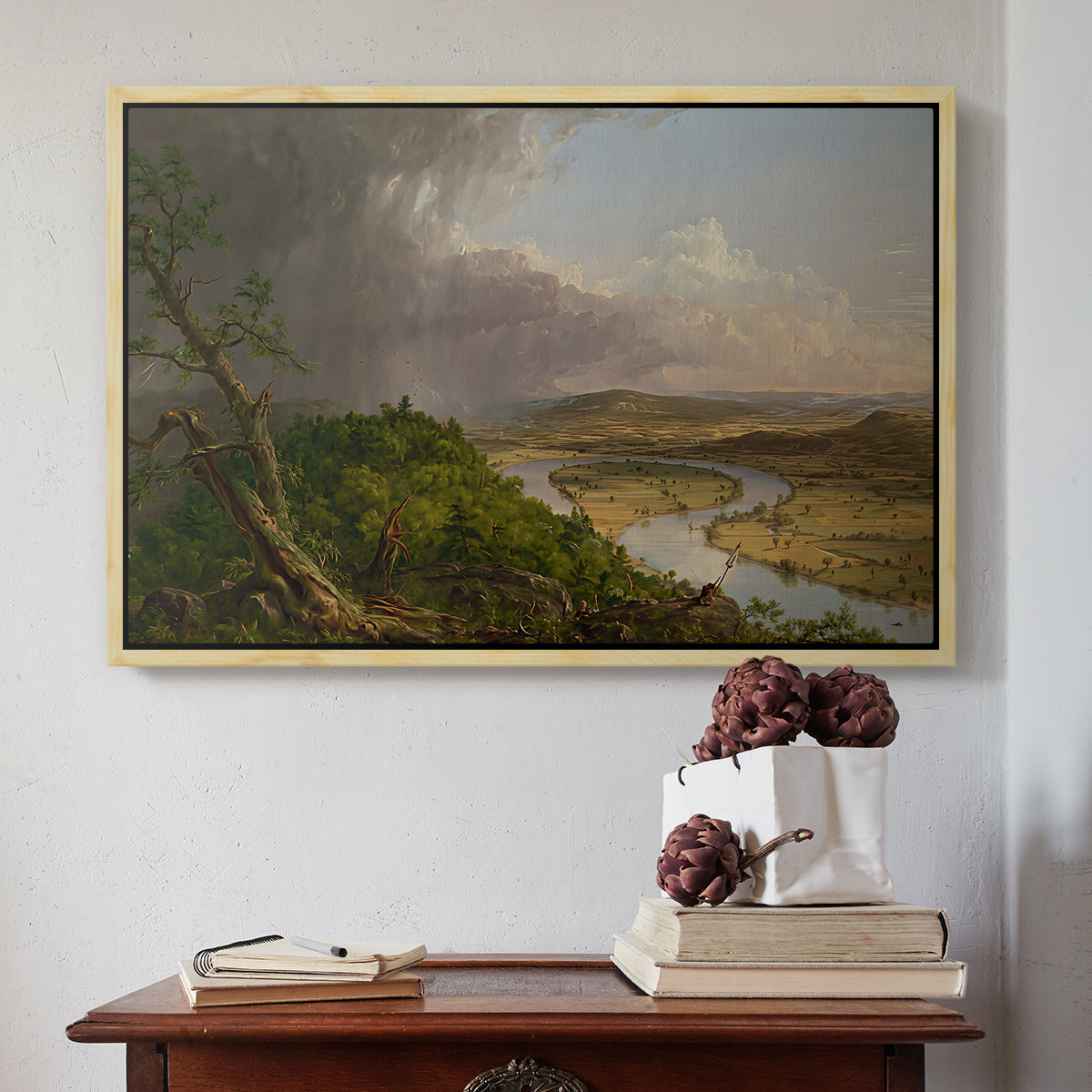 View from Mount Holyoke, Northampton, Massachusetts, after a Thunderstorm (Oxbow), 1836 - Floater Framed Canvas Print