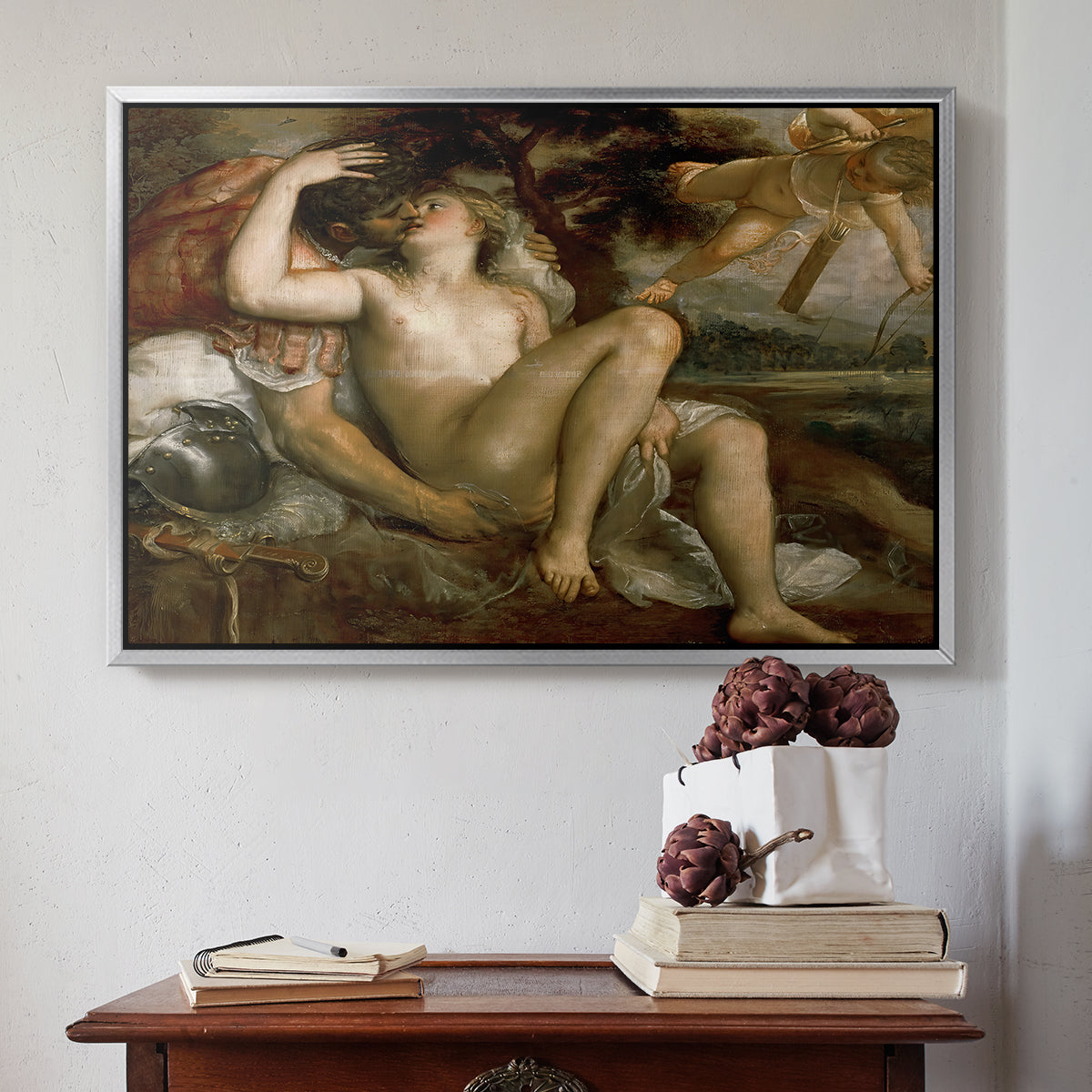 Mars, Venus and Cupid, c. 1530 - Floater Framed Canvas Print