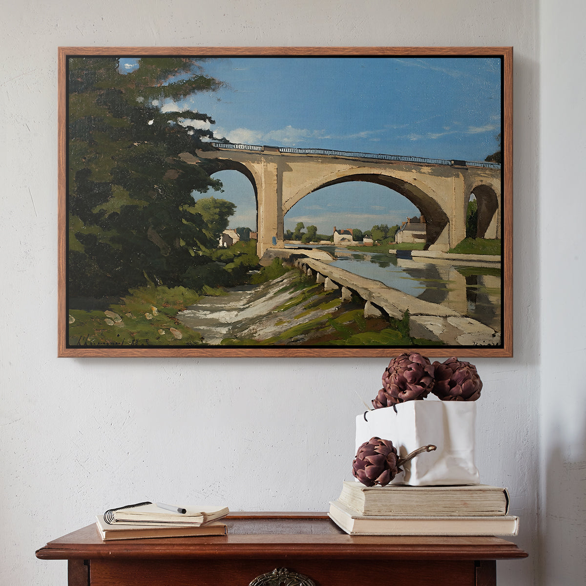 The Railroad Bridge at Briare, 1888 - Floater Framed Canvas Print