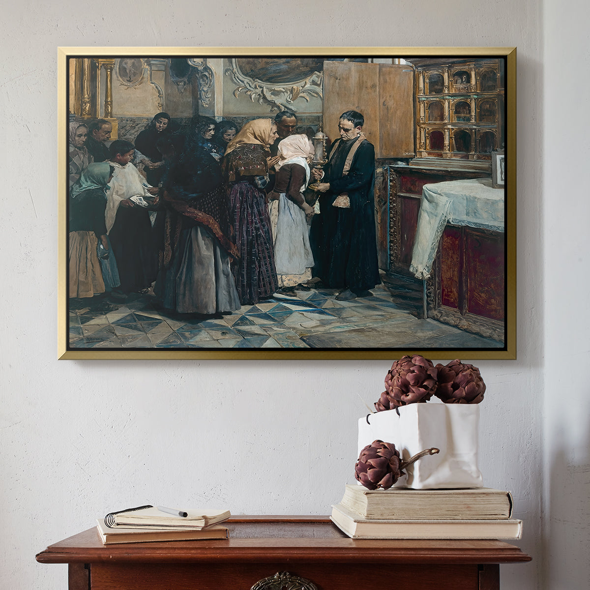Kissing the Relic, 1893 - Floater Framed Canvas Print