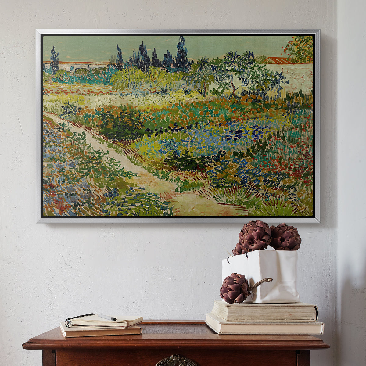 Garden at Arles, 1888 - Floater Framed Canvas Print