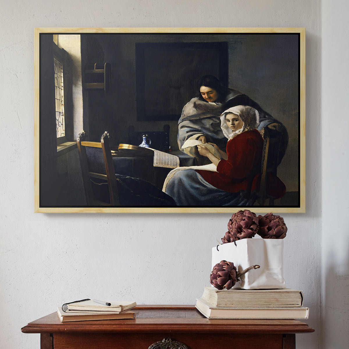 Girl Interrupted at Her Music, c. 1658-1659 - Floater Framed Canvas Print