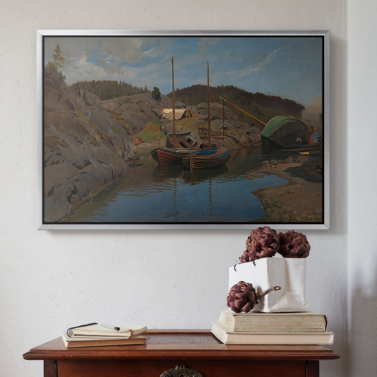 Pilotboats, 1875 - Floater Framed Canvas Print