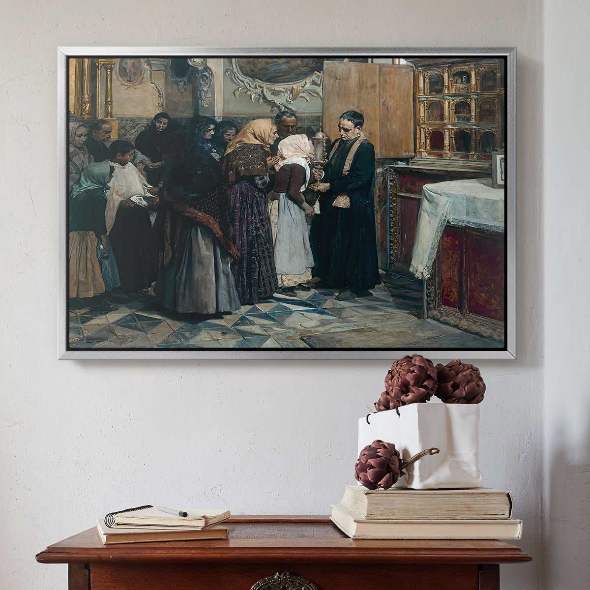 Kissing the Relic, 1893 - Floater Framed Canvas Print