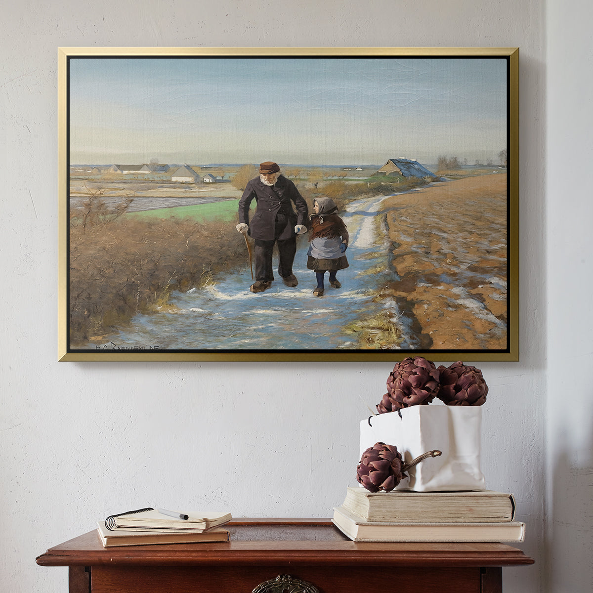 The Old Man and the Child, 1888 - Floater Framed Canvas Print