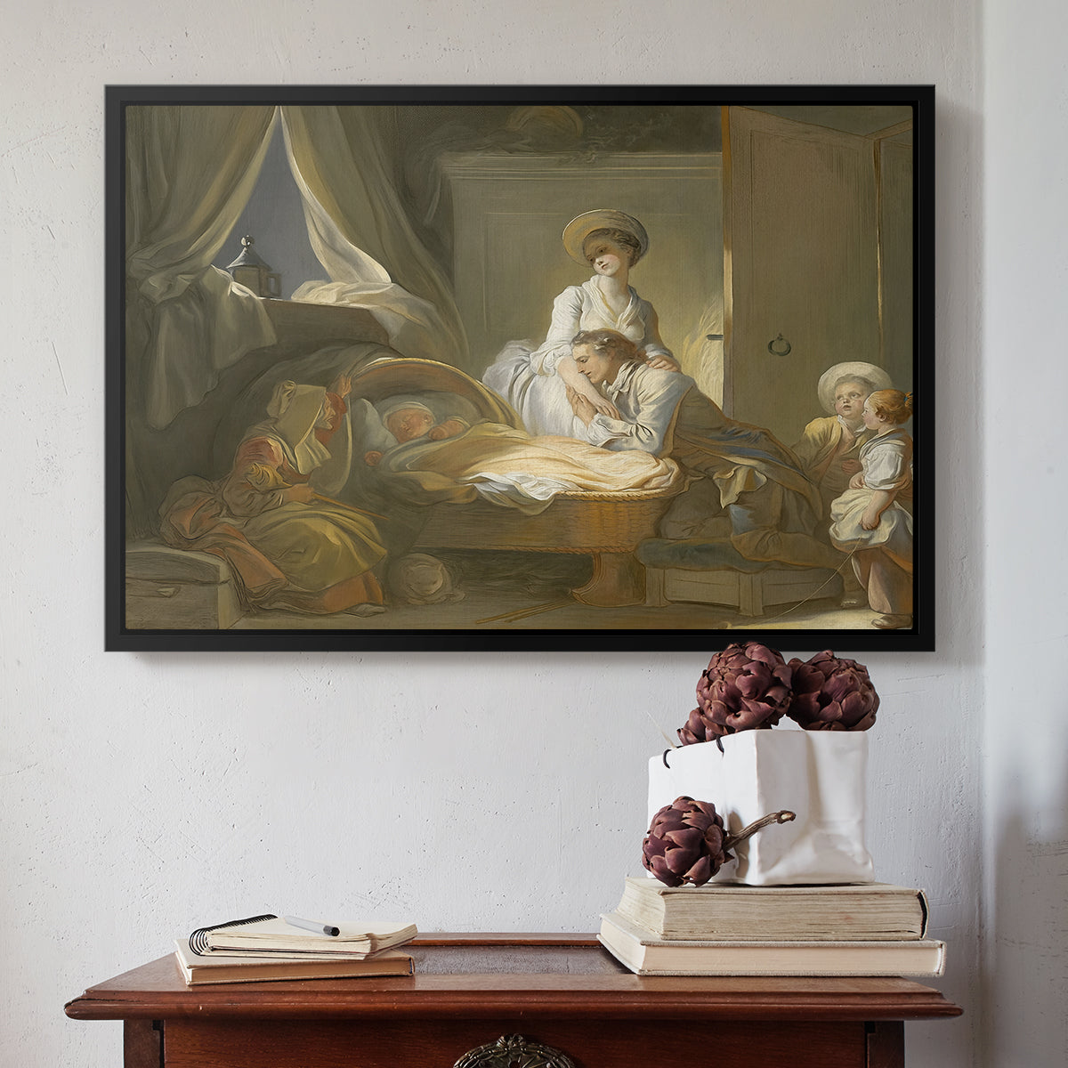 The Visit to the Nursery, c. 1775 - Floater Framed Canvas Print
