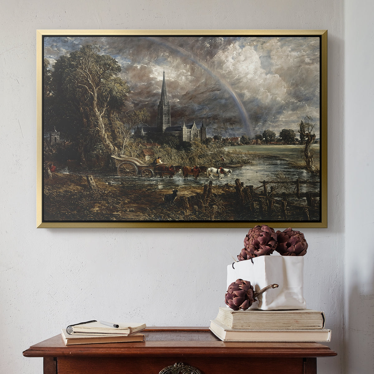 Salisbury Cathedral from the Meadows (Detail), 1831 - Floater Framed Canvas Print