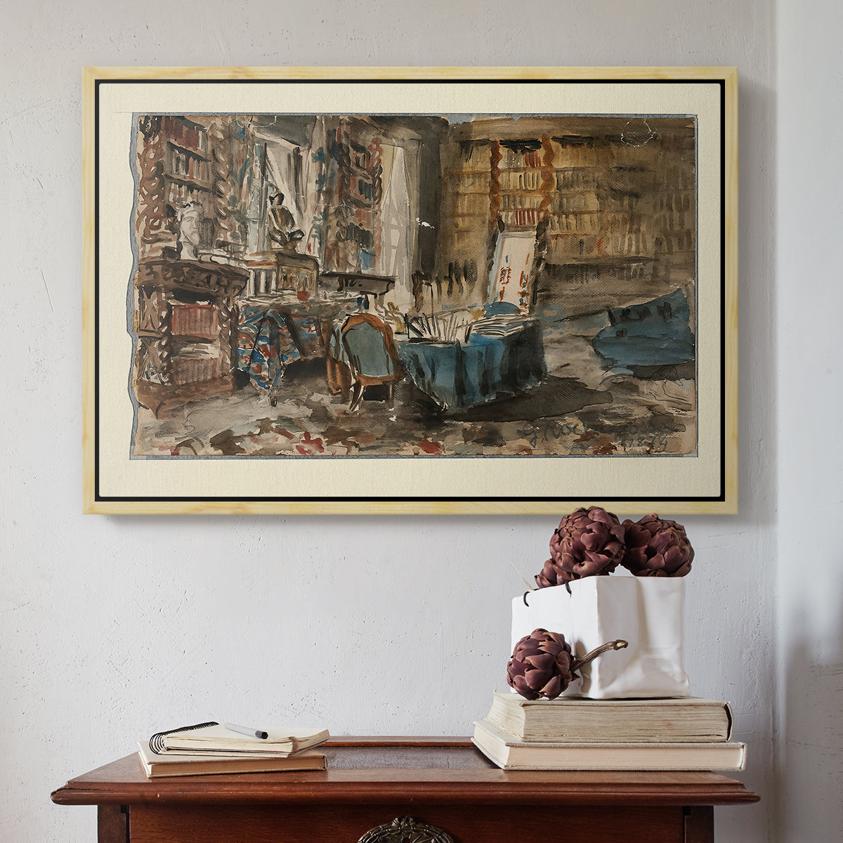 Cabinet de Flaubert à Croisset, 1874 - Floater Framed Canvas Print