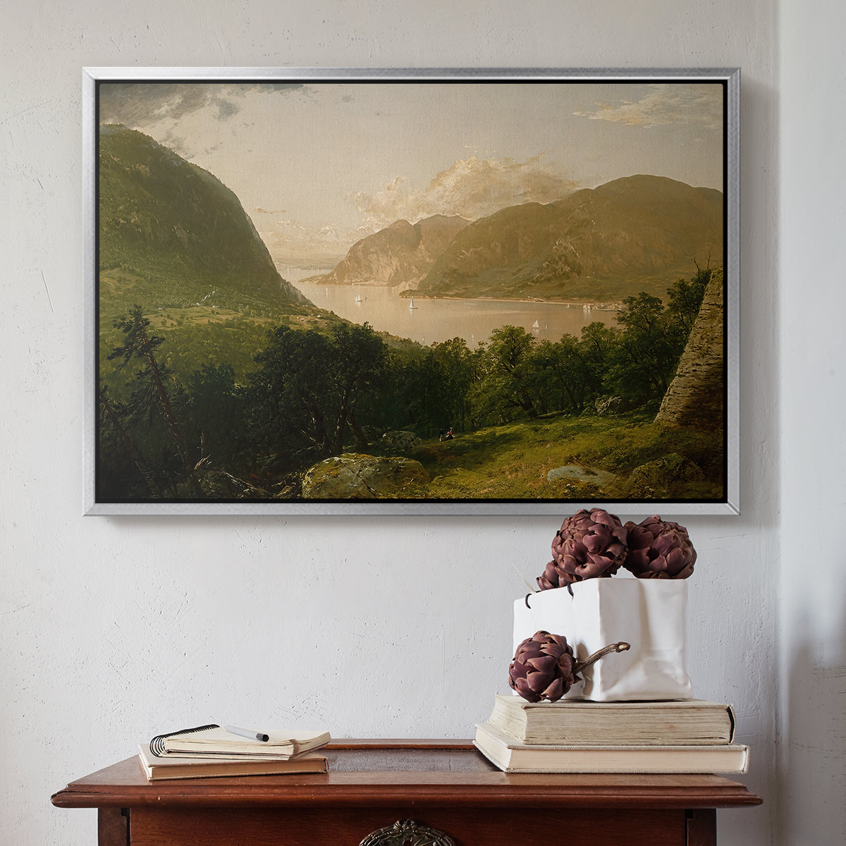 Hudson River Scene, 1857 - Floater Framed Canvas Print
