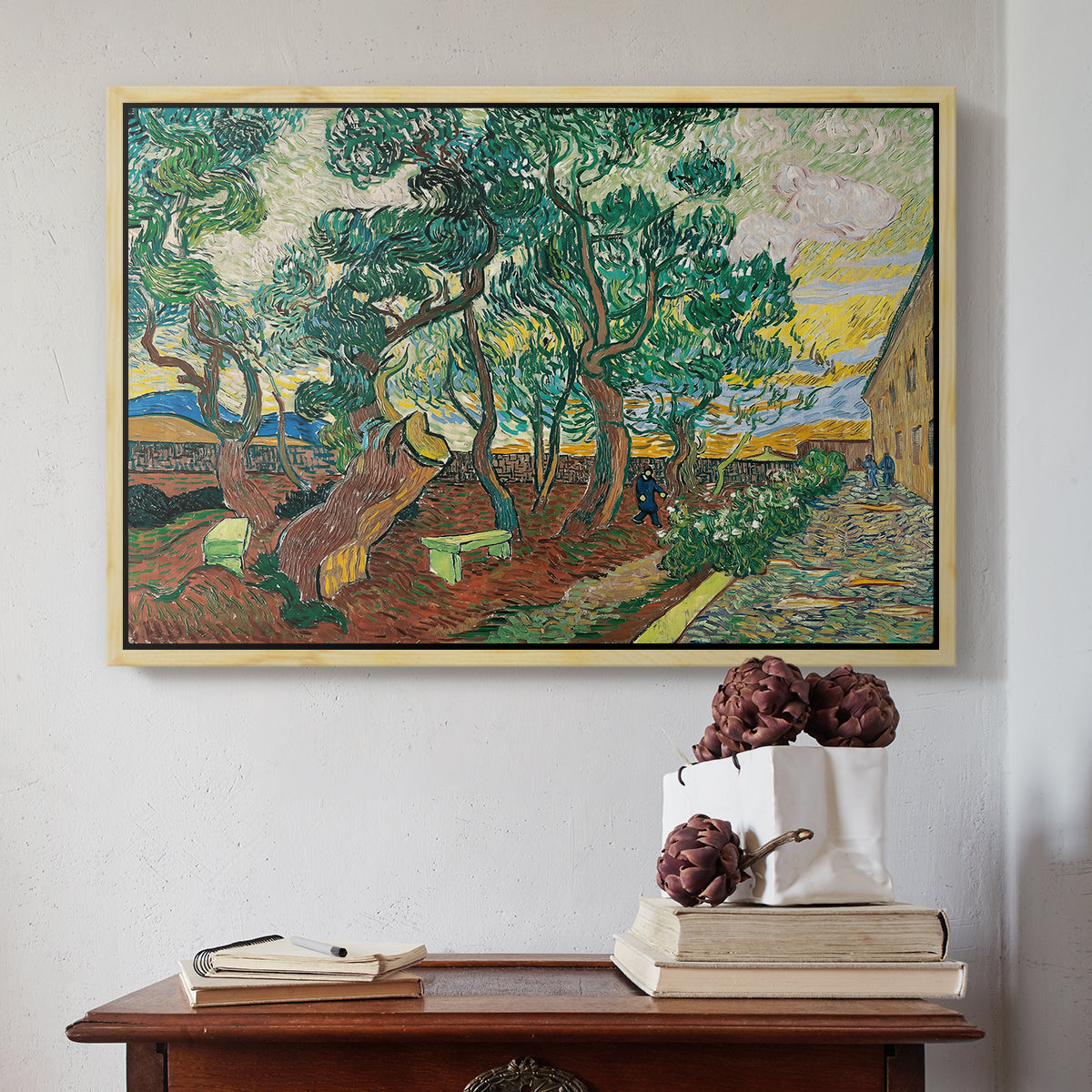 The Garden of Saint-Paul Hospital, 1889 - Floater Framed Canvas Print