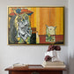Woman Yelling at a Cat Meme (Picasso Parody) - Floater Framed Canvas Print