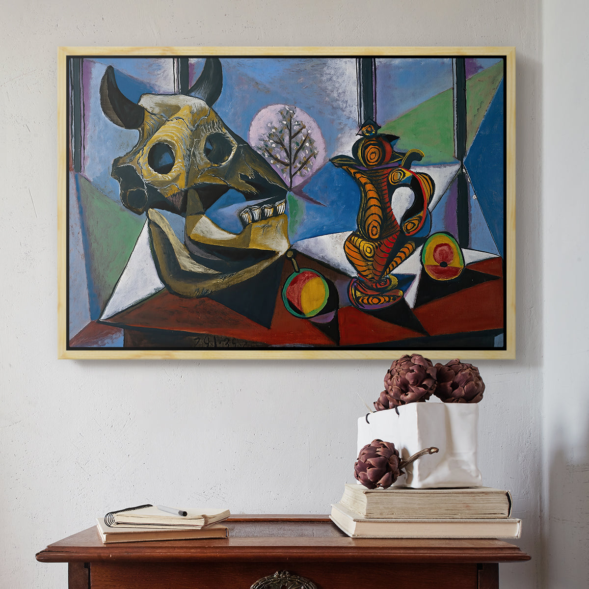 Still Life with Bull's Skull, 1939 - Floater Framed Canvas Print