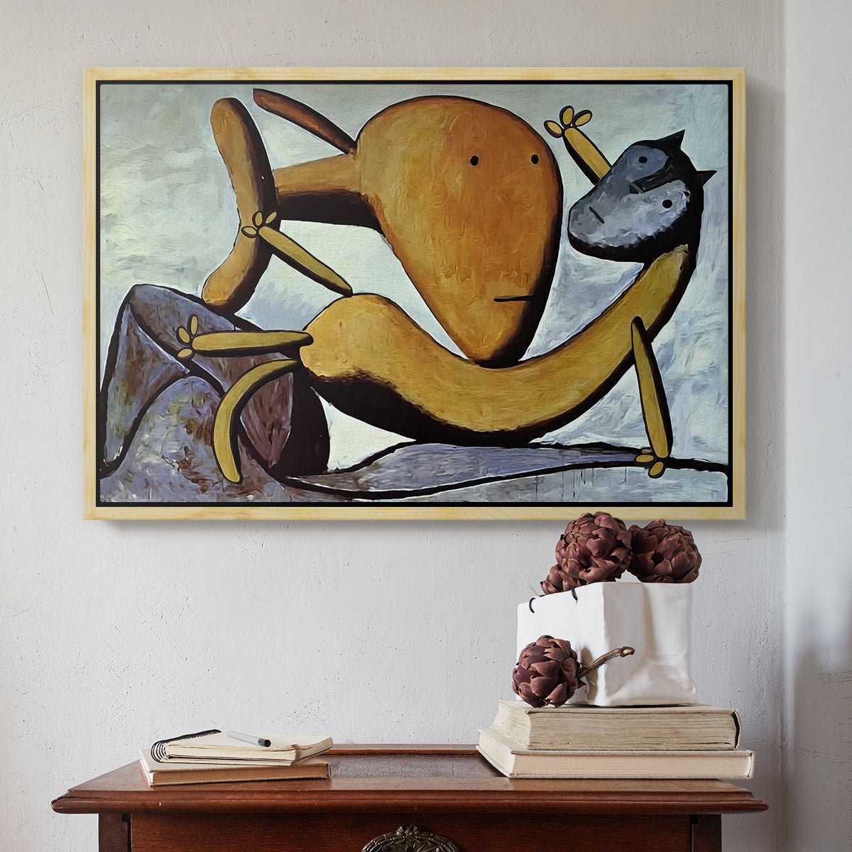 Cat and Big Fish, c. 1931 - Floater Framed Canvas Print