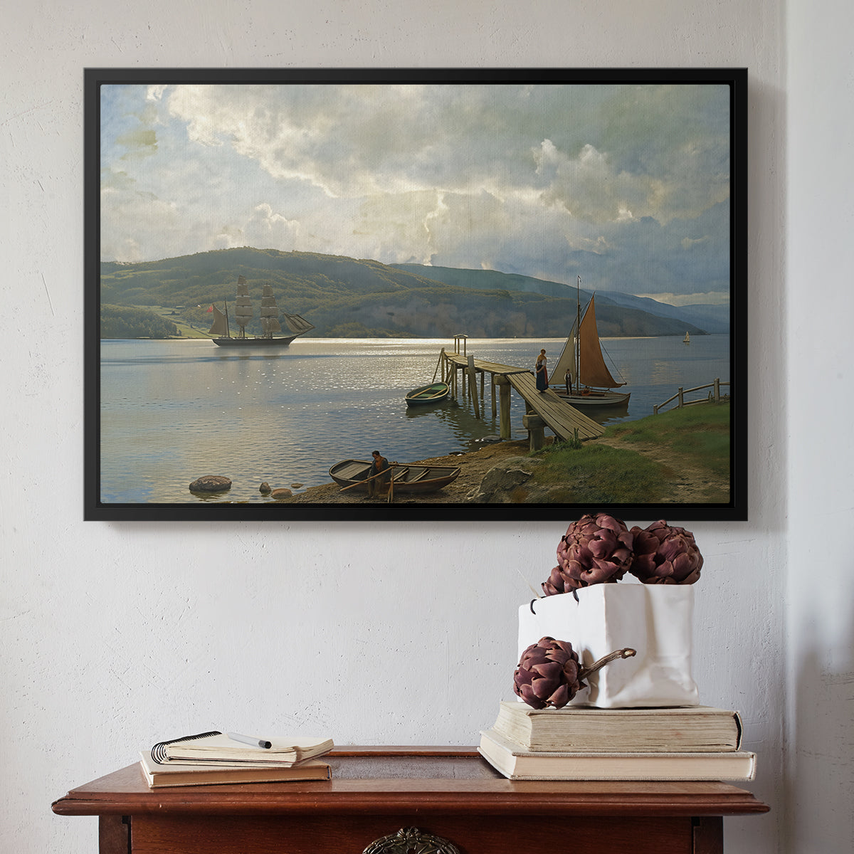 The Jetty at Feste near Moss, 1898 - Floater Framed Canvas Print