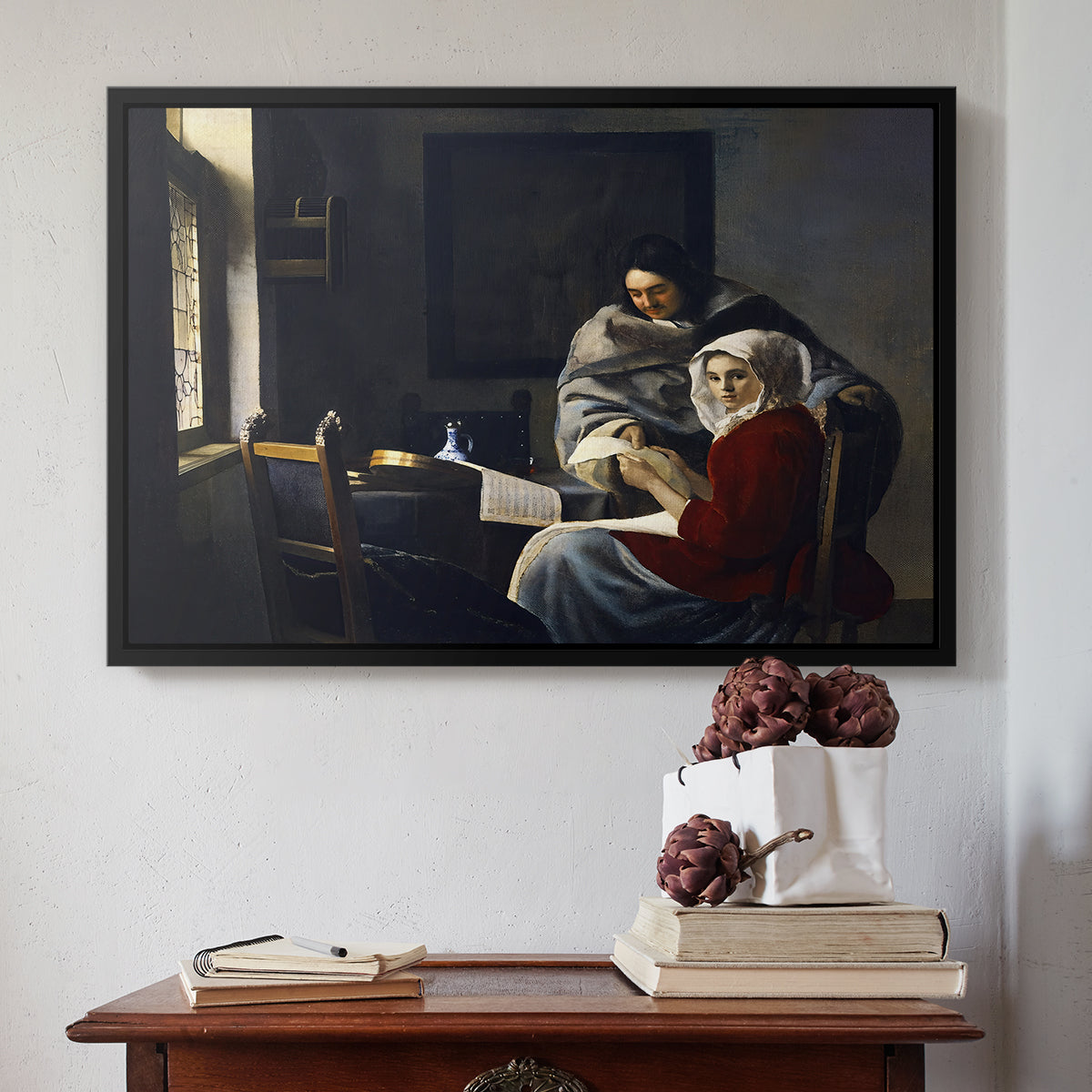 Girl Interrupted at Her Music, c. 1658-1659 - Floater Framed Canvas Print