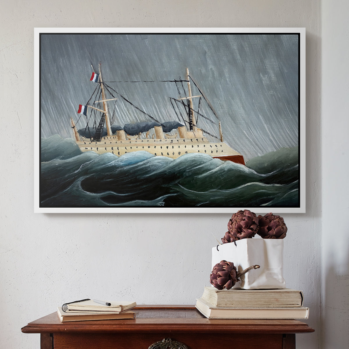 A Ship in the Storm, c. 1899 - Floater Framed Canvas Print