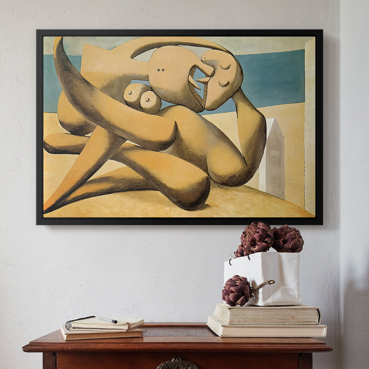 Figures at the Seaside (The Kiss), 1931 - Floater Framed Canvas Print