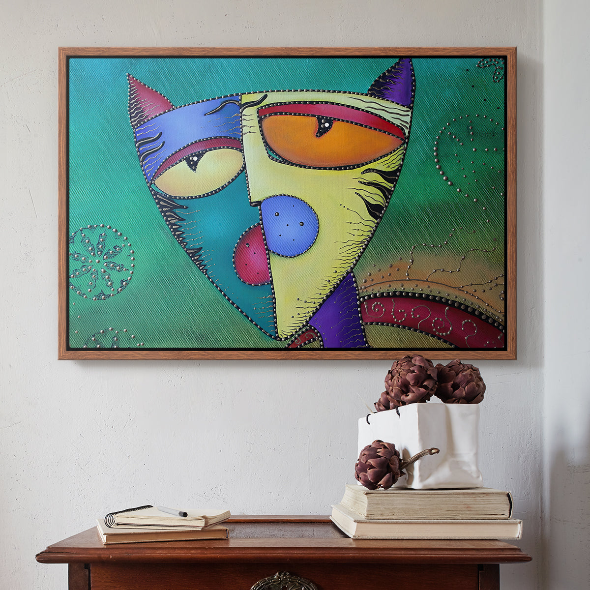 Celestial Cat - Floater Framed Canvas Print