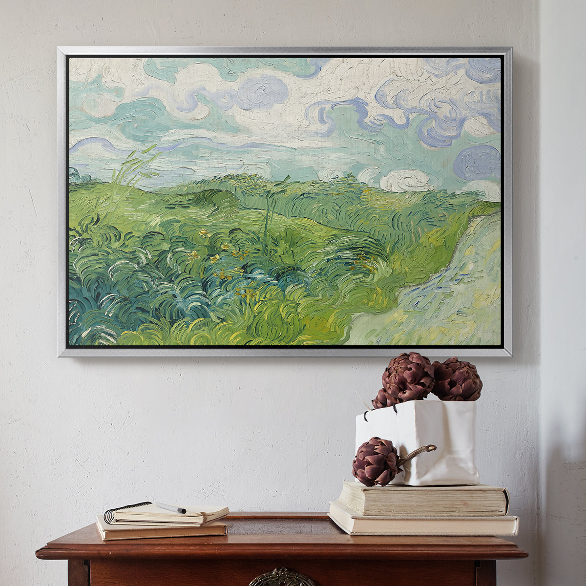 Green Wheat Field, Auvers, 1890 - Floater Framed Canvas Print