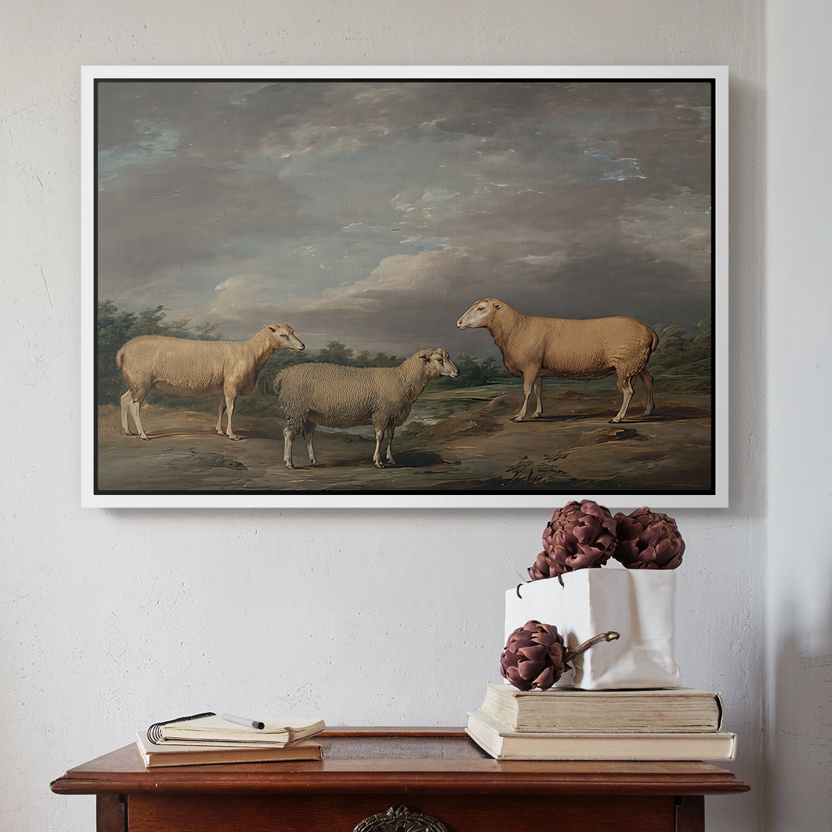 Ryelands Sheep, the King's Ram, the King's Ewe and Lord Somerville's Wether, c. 1801-1807 - Floater Framed Canvas Print
