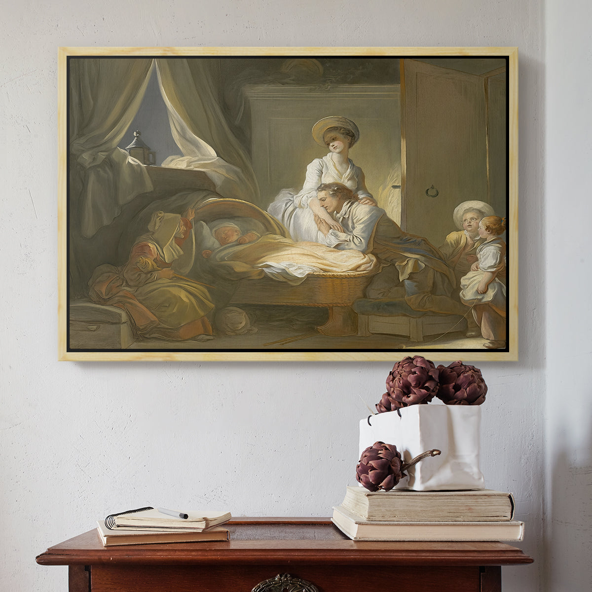 The Visit to the Nursery, c. 1775 - Floater Framed Canvas Print
