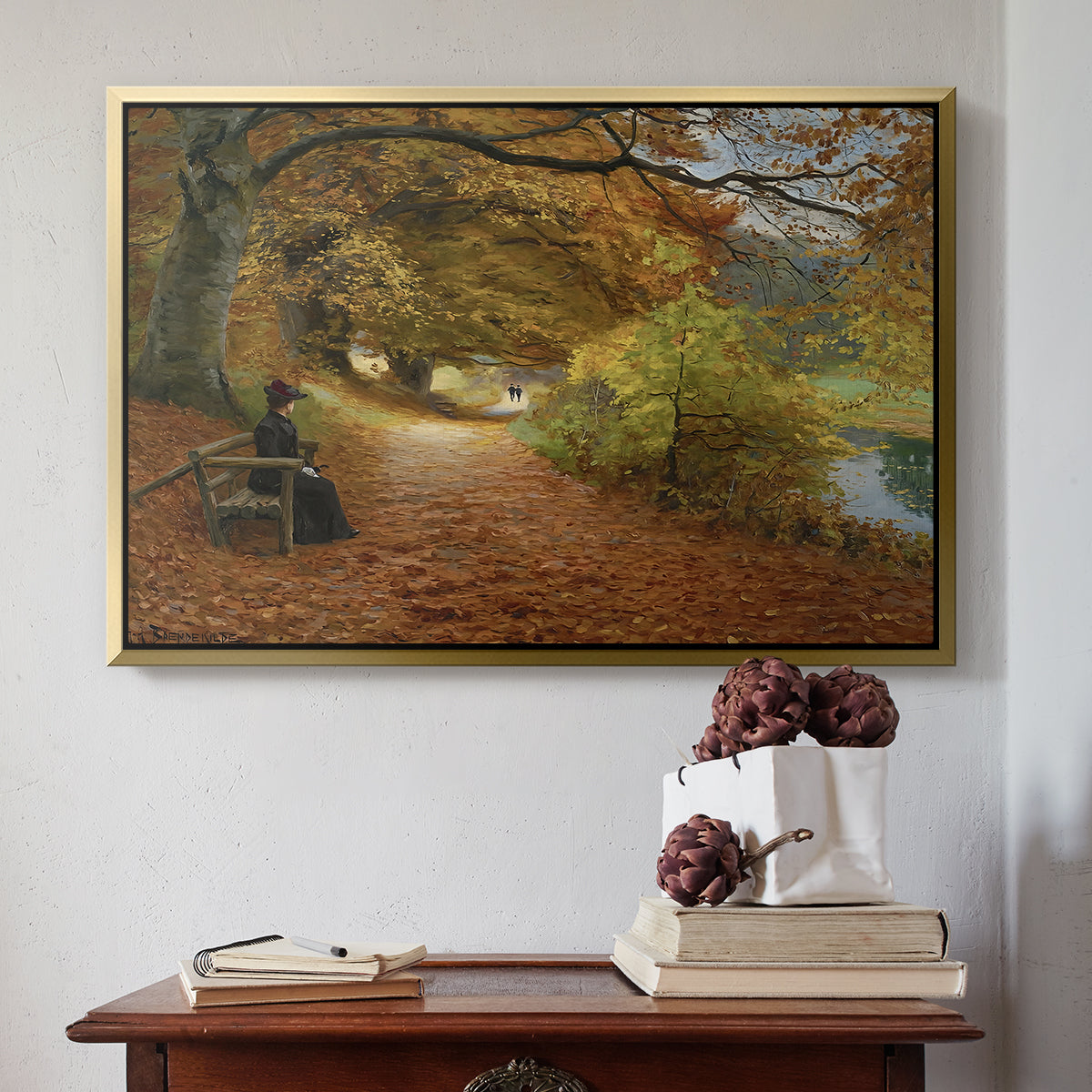 A Wooded Path in Autumn, 1902 - Floater Framed Canvas Print