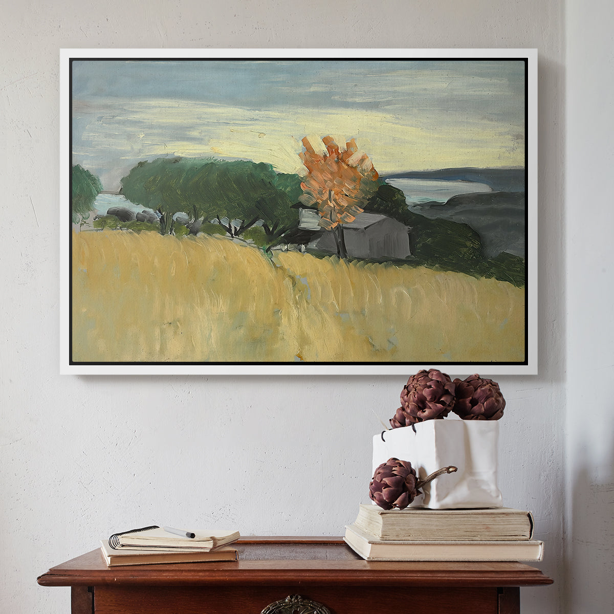 Fields of Wheat in Cagnes, 1918 - Floater Framed Canvas Print