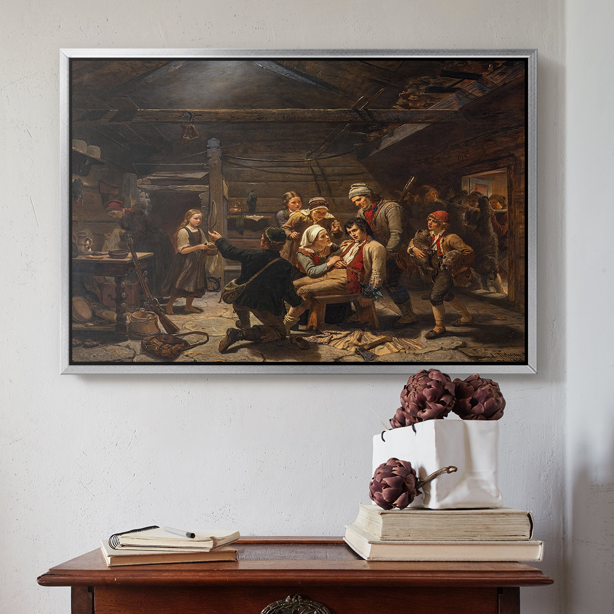 The Return of the Bear Hunter, 1856 - Floater Framed Canvas Print