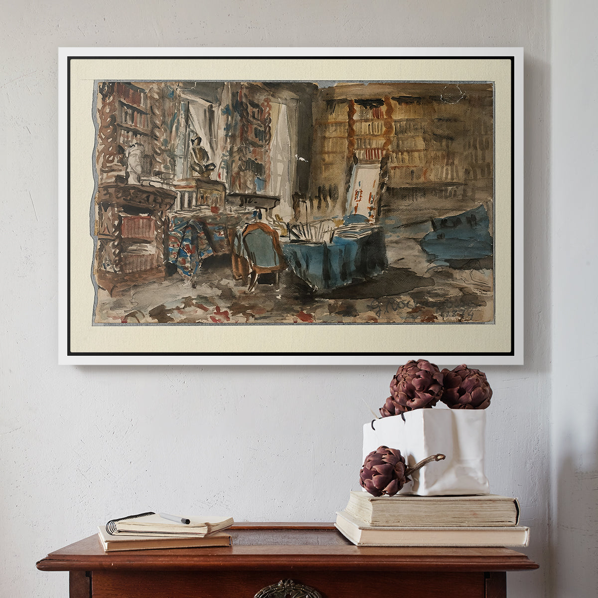 Cabinet de Flaubert à Croisset, 1874 - Floater Framed Canvas Print