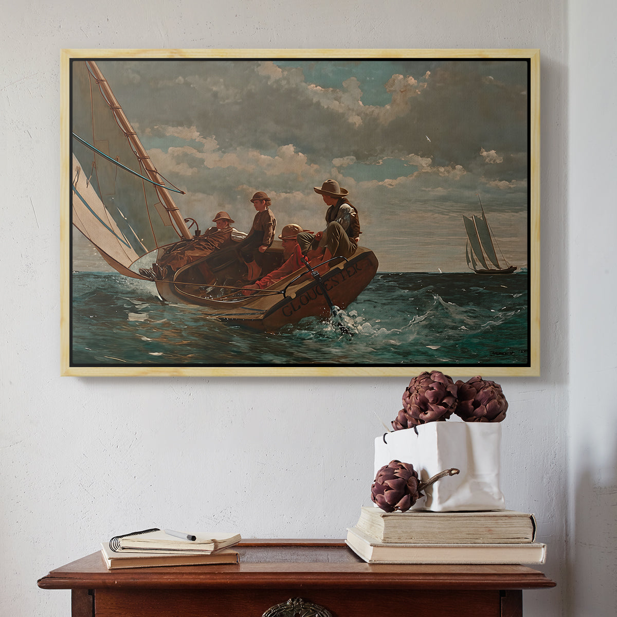 Breezing Up (A Fair Wind), 1873-1876 - Floater Framed Canvas Print