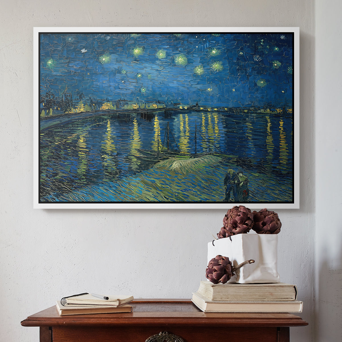 Starry Night Over the Rhône, 1888 - Floater Framed Canvas Print
