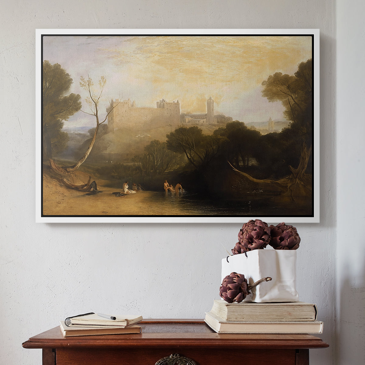Linlithgow Palace, c. 1807 - Floater Framed Canvas Print