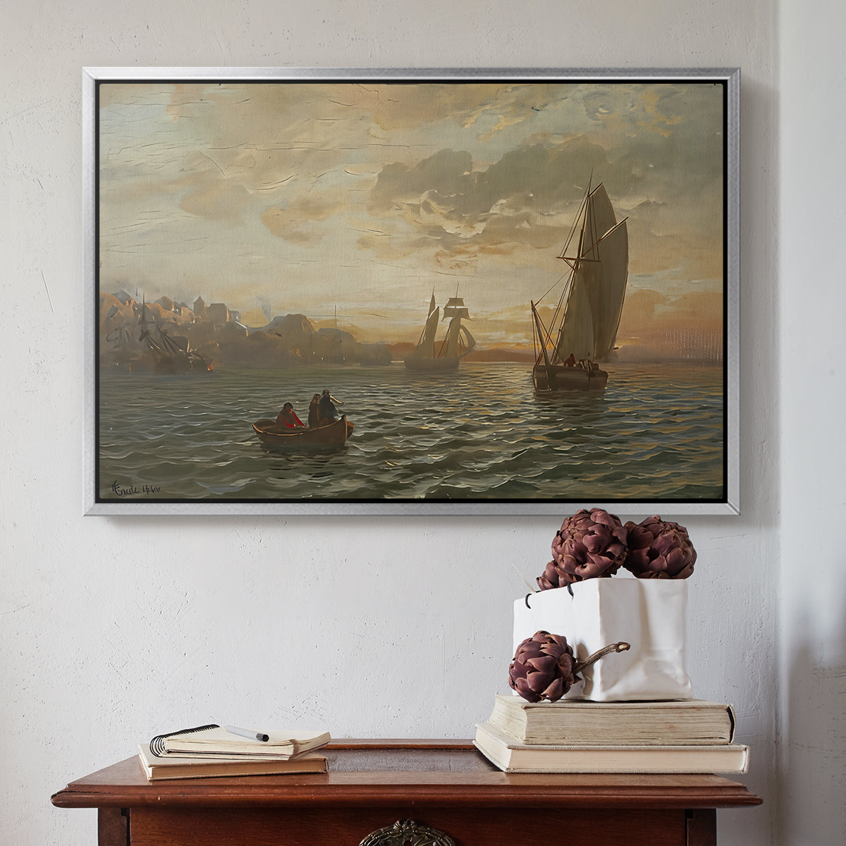 View from the Oslofjord, 1866 - Floater Framed Canvas Print