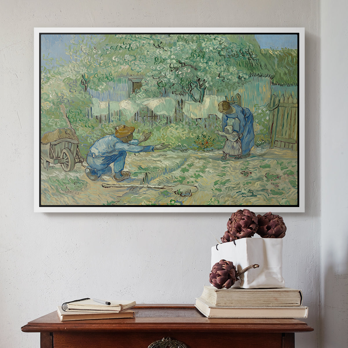 First Steps after Millet, 1890 - Floater Framed Canvas Print