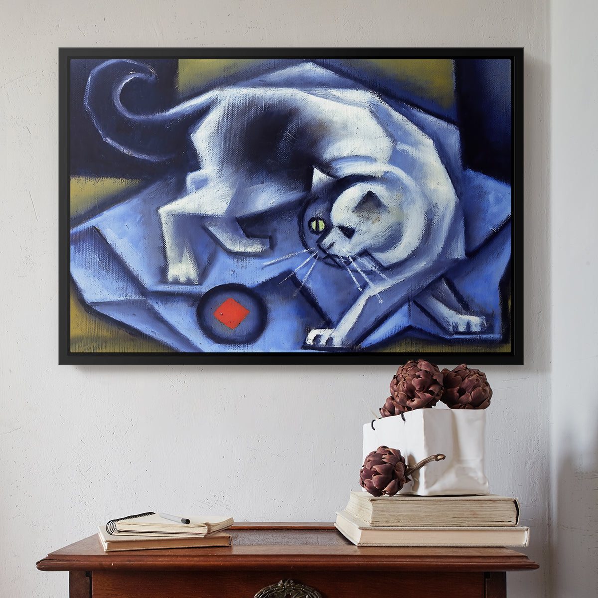 Cat Playing with a Ball, 1945-1950 - Floater Framed Canvas Print